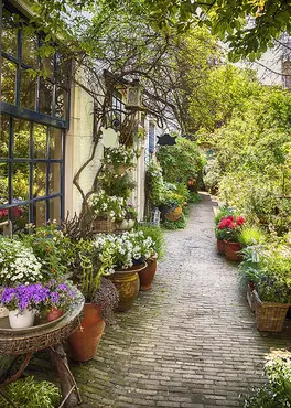 Alexsar Art Tuinschilderij bloempot pad