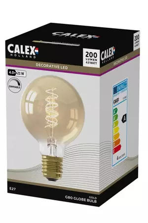 Calex Globe Led Lamp Glassfiber 4W dimbaar Ø80mm - Goud - afbeelding 3