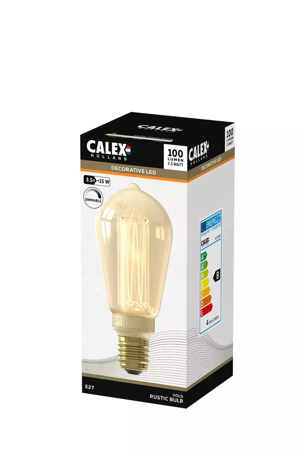 Wild Speel afgewerkt Calex Rustiek Led Lamp Glassfiber 3,5W dimbaar - Goud - Top Tuincentrum