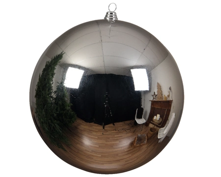 Decoris grote kerstbal plastic 25cm glans zilver