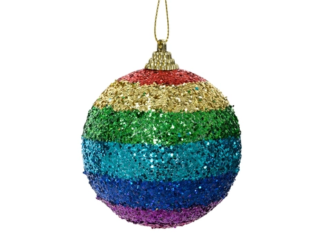 Decoris Kerstballen foam regenboog glitters 8cm