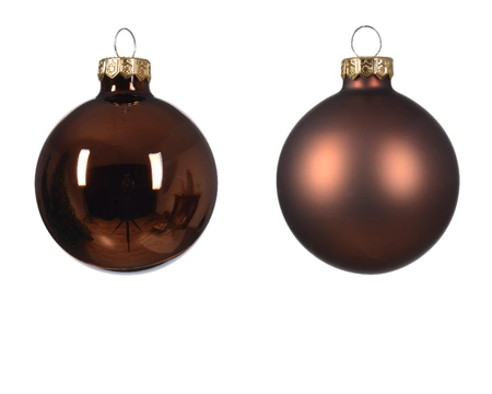 Decoris kerstballen Glas 10st Espresso 6cm