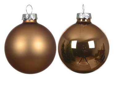 Decoris kerstballen Glas 10st pecannoot bruin 6cm - afbeelding 2