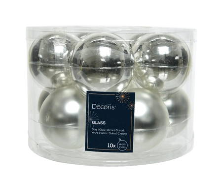 Decoris kerstballen Glas 10st zilver 6cm - afbeelding 1