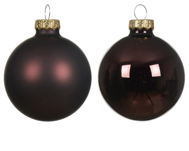 Decoris kerstballen Glas 10st Zwarte truffel 6cmv