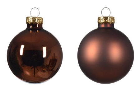 Decoris kerstballen Glas 12st espresso 5cm - afbeelding 2