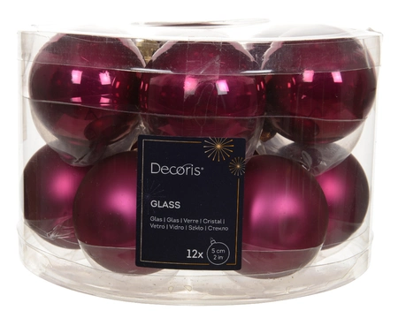 Decoris kerstballen Glas 12st Granaatappel 5cm - afbeelding 1