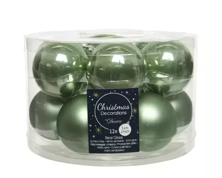 Decoris Kerstballen glas 12st groen 5cm