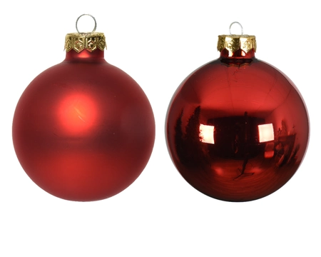 Decoris kerstballen Glas 12st kerstrood 5cm - afbeelding 2