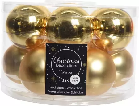 Gouden Kerstballen 12 stuks