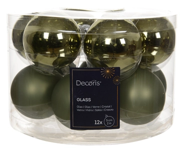 Decoris kerstballen Glas 12st Rosemarijn 5cm - afbeelding 1