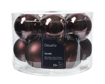 Decoris kerstballen Glas 12st zwarte truffel 5cm - afbeelding 1