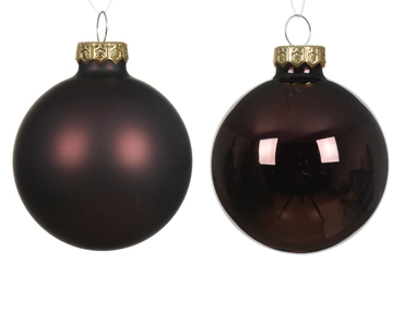 Decoris kerstballen Glas 12st zwarte truffel 5cm - afbeelding 2