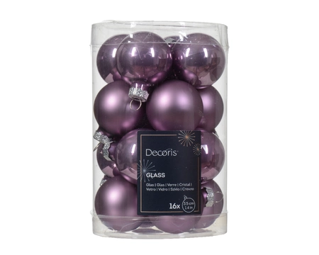 Decoris kerstballen glas 16st lila 3,5cm - afbeelding 1