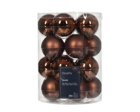 Decoris kerstballen Glas 20st Espresso 6cm