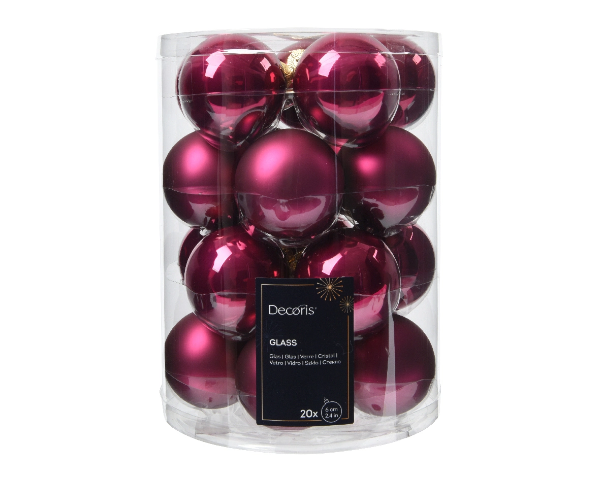 Decoris kerstballen Glas 20st Granaatappel 6cm