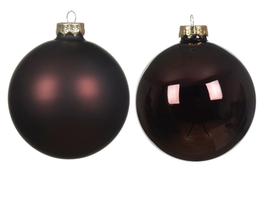 Decoris kerstballen Glas 20st zwarte truffel 6cm - afbeelding 2