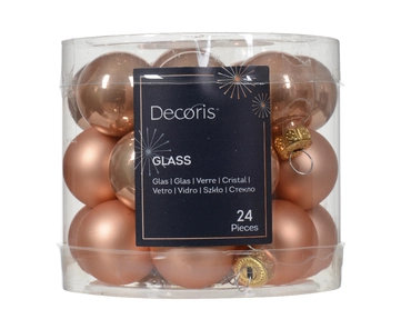 Decoris kerstballen glas 24st roze 2,5cm - afbeelding 1