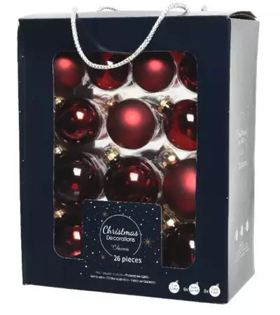 Decoris kerstballen glas 5-6-7cm ossenbloed 26st