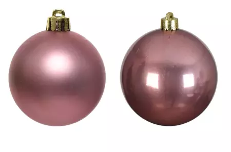 Decoris kerstballen glas 6st velours roze 8cm - afbeelding 2