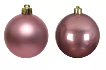 Decoris kerstballen glas 6st velours roze 8cm - afbeelding 2