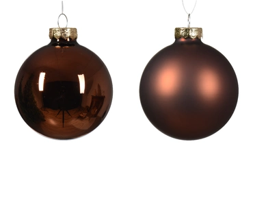 Decoris kerstballen glas 8st Espresso 7cm