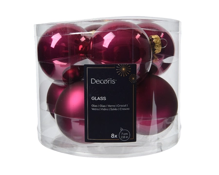 Decoris kerstballen glas 8st granaatappel 7cm