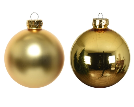 Decoris kerstballen Glas 8st licht goud 7cm