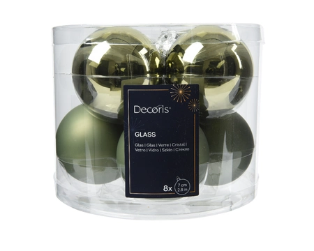 Decoris kerstballen glas 8st rosemarijn 7cm