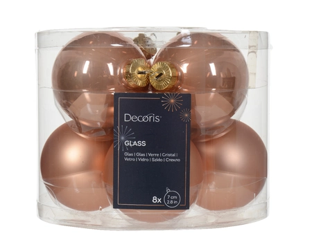 Decoris kerstballen glas 8st roze 7cm