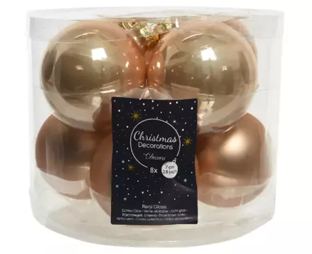 Decoris kerstballen glas 8st toffel 7cm