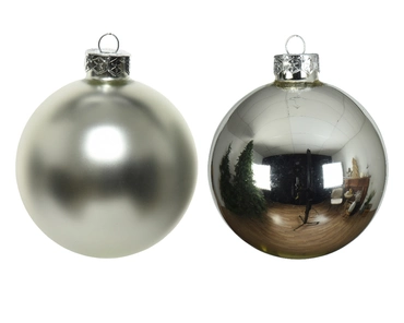 Decoris kerstballen Glas 8st zilver 7cm