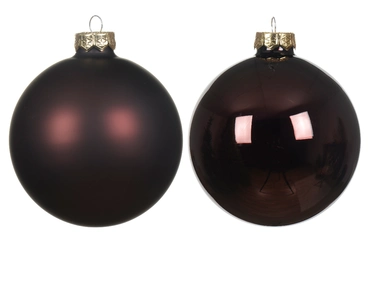 Decoris kerstballen glas 8st zwarte truffel 7cm - afbeelding 2