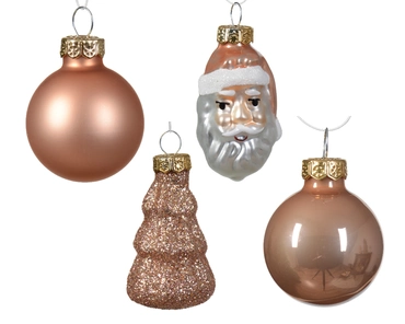 Decoris Kerstballen glas figuur 6cm roze 9st - afbeelding 2