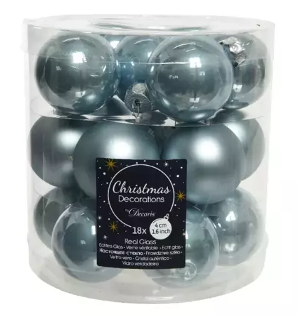 Kerstbal glas mistblauw 18st