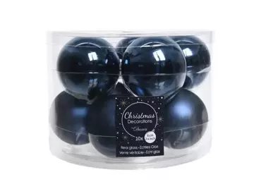 Decoris kerstballen glas nacht blauw 6cm 10st