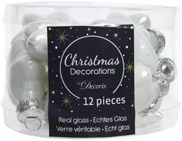 Decoris Kerstballen glas sterren zilver 4cm 12st