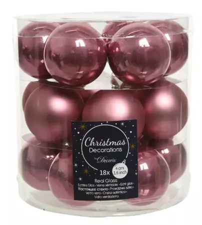 Kerstbal glas verloursroze 18st