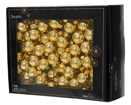 Decoris kerstballen op draad 144st Licht goud 2,5cm - afbeelding 1