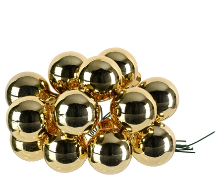 Decoris kerstballen op draad 144st Licht goud 2,5cm - afbeelding 2