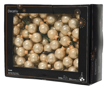 Decoris kerstballen op draad Glas 144st parel 2,5cm - afbeelding 1