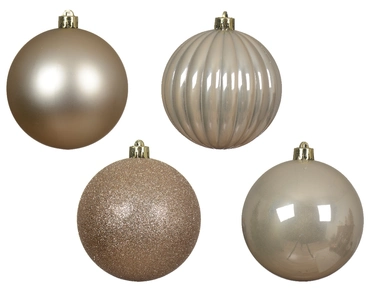 Decoris kerstballen plastic 4st parel 10cm