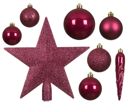 Decoris kerstballen Plastic mix+piek 33st granaatappel - afbeelding 2