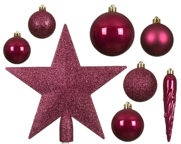 Decoris kerstballen Plastic mix+piek 33st granaatappel - afbeelding 2