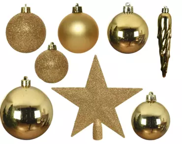 Kerstballen mix+piek 33st goud