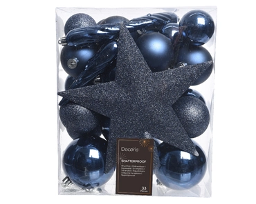 KERSTBALLEN MIX+PIEK 33ST DONKER BLAUW