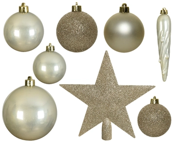 Decoris kerstballen Plastic mix+piek 33st parel - afbeelding 2