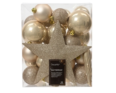 Decoris kerstballen Plastic mix+piek 33st parel - afbeelding 1