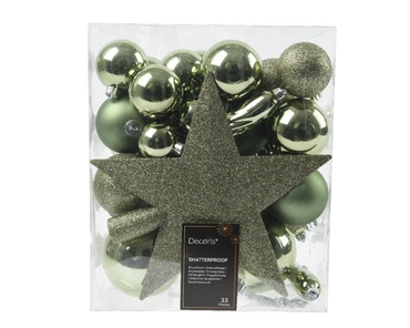 Decoris kerstballen Plastic mix+piek 33st Rosemarijn - afbeelding 1