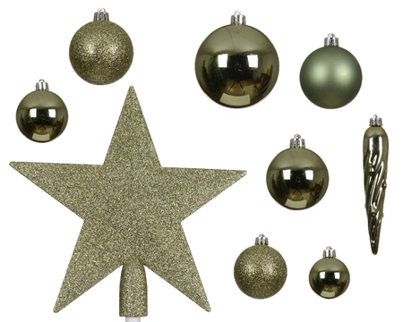 Decoris kerstballen Plastic mix+piek 33st Rosemarijn - afbeelding 2